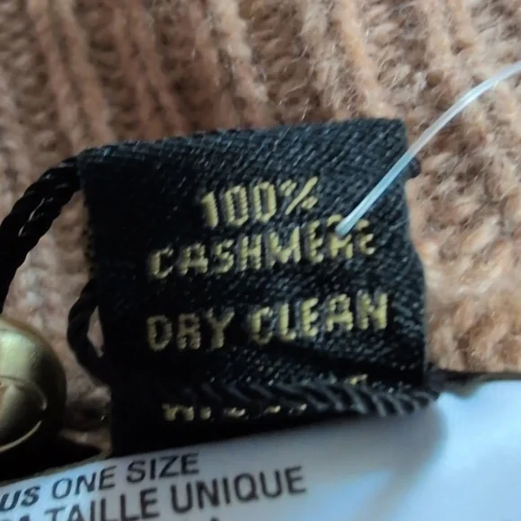 Macy's Charter Club Tan Cashmere Hat with Ribbed Cuff - Picture 3 of 3